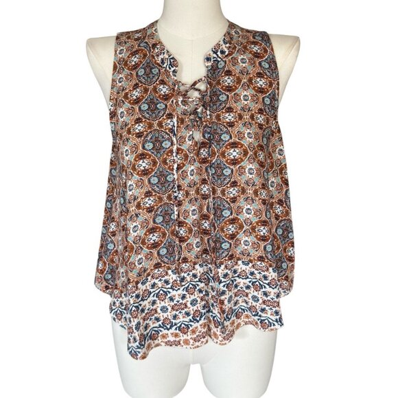 Elodie V-Neck Sleeveless Floral Lightweight Flowy Pullover Top Women's Sz XS - Picture 1 of 9